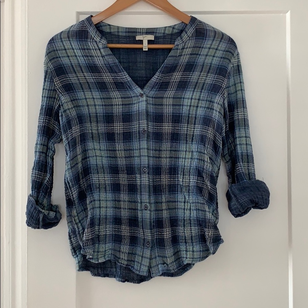 Joie “Dane” Metallic Plaid Button Down shirt